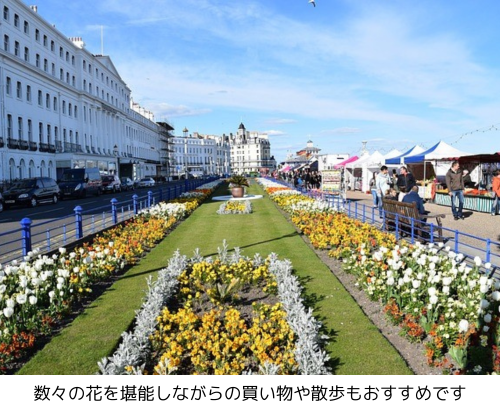 数々の花を堪能しながらの買い物や散歩もおすすめです